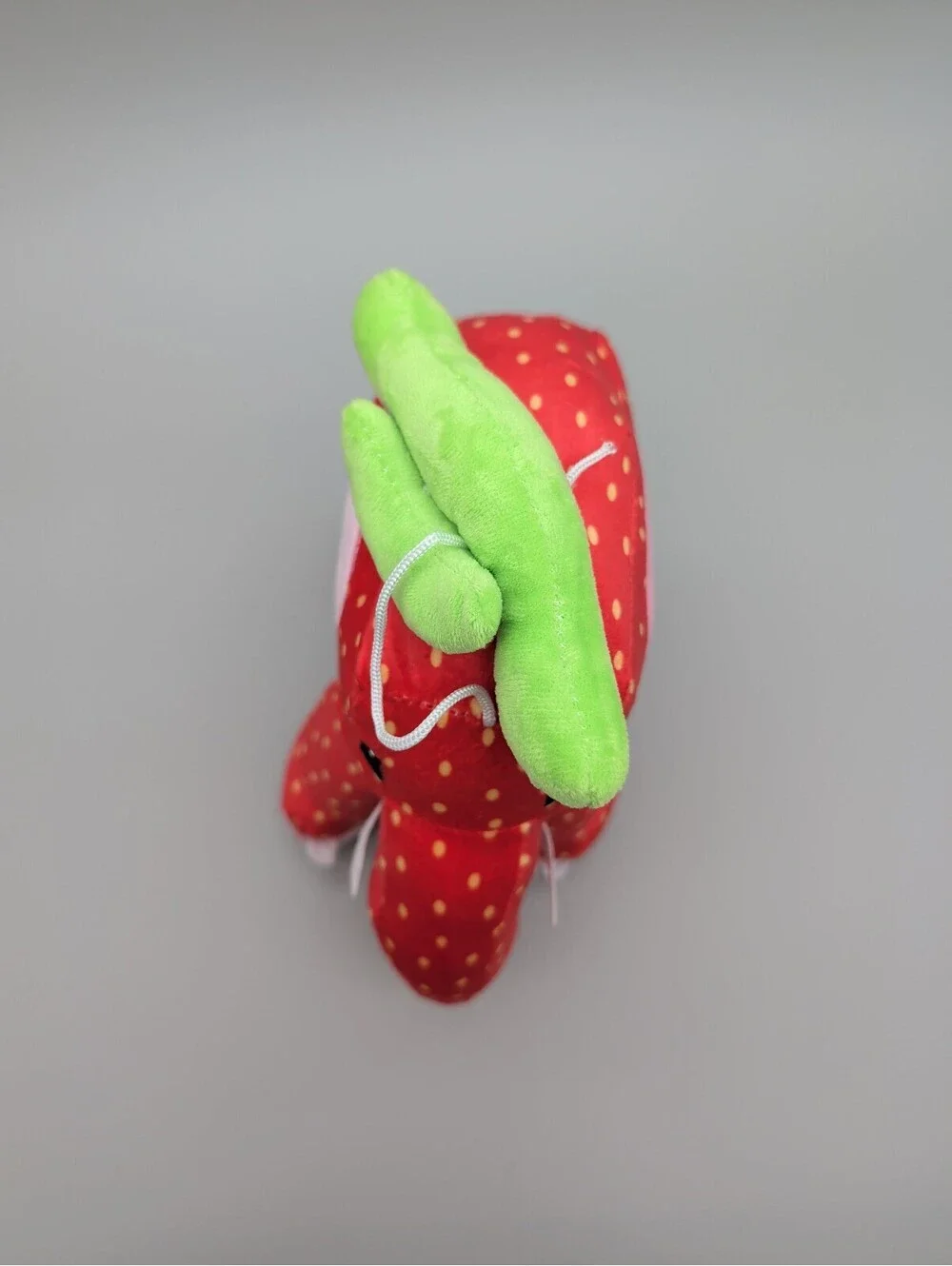 Red Strawberry Elephant Plush Toy with Green Leaf Top